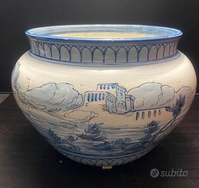 Vaso/Fioriera in Ceramica Antica Stile Maiolica