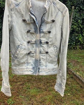 Giacca di Jeans Stile Militare