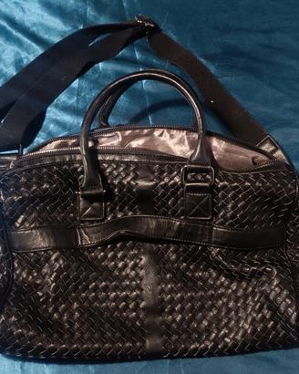 Borsa Nera Vintage Intrecciata con Manici