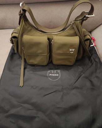 Borsa Pinko Cargo Hobo Nylon Verde Militare