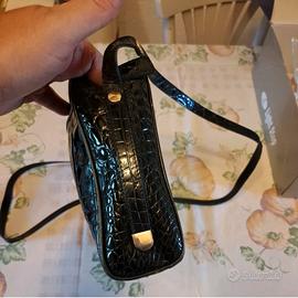 borsa a tracolla nera da donna effetto cocco 