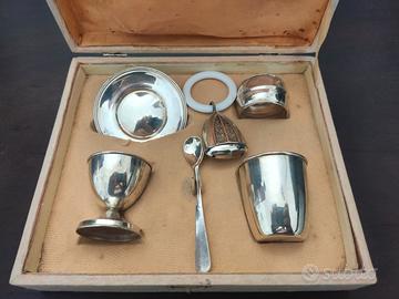 Antico SET Battesimo In Argento 800  - 5+1 Pezzi
