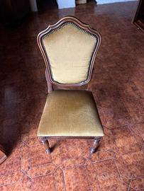 Set 6 Sedie Classiche d'Epoca - Velluto Oro-Legno