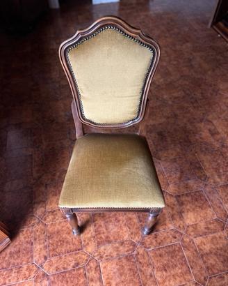 Set 6 Sedie Classiche d'Epoca - Velluto Oro-Legno