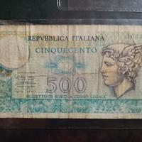 BANCONOTA DA 500 LIRE CON TESTA ALATA D