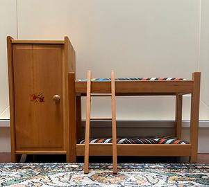 Letto a castello giocattolo legno original Anni 70