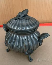 ZUCCHERIERA in PELTRO, Vintage, 1 piedino rovinato