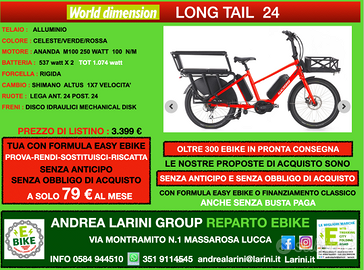 Ebike City World Dimension Long Tail, 2 batterie