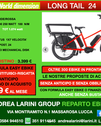 Ebike City World Dimension Long Tail, 2 batterie