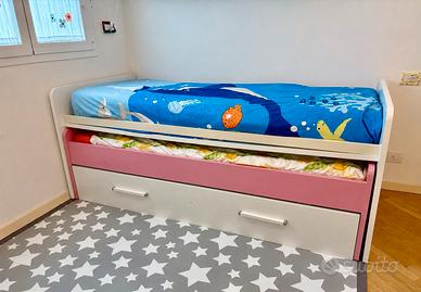 Letto doppio estraibile con cassettone