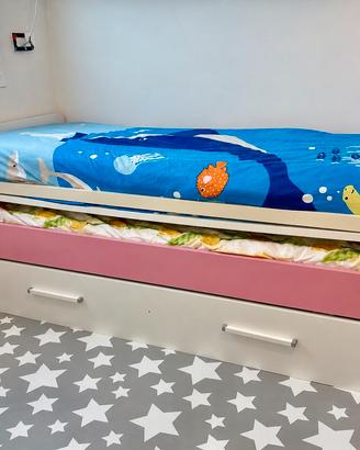 Letto doppio estraibile con cassettone