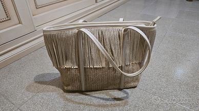 borsa camomilla in rafia e frange