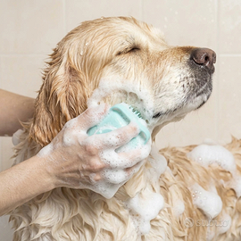 spazzola da bagno cane gatto con dispenser shampoo