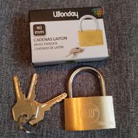 Lucchetto in ottone Wonday 40mm con 3 chiavi Nuovo
