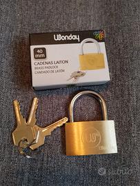 Lucchetto in ottone Wonday 40mm con 3 chiavi Nuovo