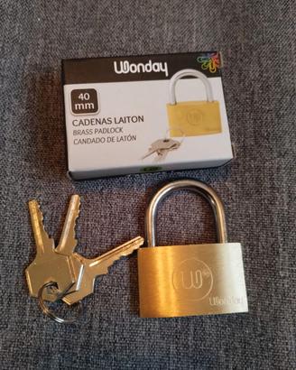 Lucchetto in ottone Wonday 40mm con 3 chiavi Nuovo