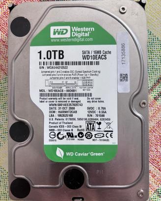 Hard Disk WD WD10EACS_00D6B1 1Tb