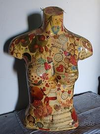 Manichino Busto Handmade Decoupage Vintage