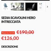 4 sedie SCAVOLINI nuove,vendute a 190 l’una!