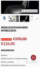 4 sedie SCAVOLINI nuove,vendute a 190 l’una!