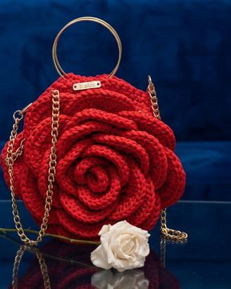 Borsa fatta a mano a forma di rosa rossa