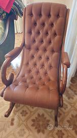Poltrona a dondolo Vintage in vera pelle