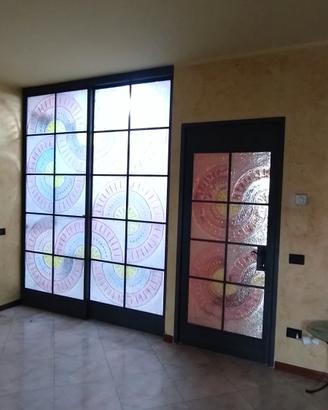 Set porte vetro decorato scorrevole battente ferro