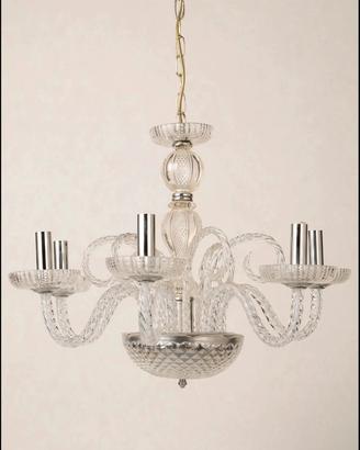 Lampadario a 6 luci in vetro di murano