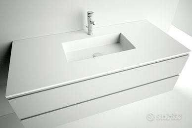 Top in teknoril con lavabo rettangolare integrato