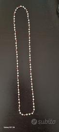 Collana di cristalli e filo  fatto a uncinetto 