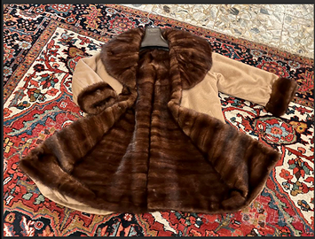 SPETTACOLAREcappottoCAMMELLOimbVERApellicciaVISONE