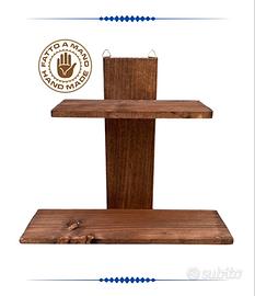 MENSOLA DA PARETE A DUE RIPIANI IN LEGNO FATTA A M