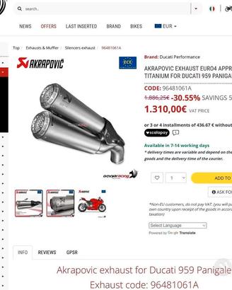 SCARICO DUCATI PANIGALE 959 AKRAPOVIC