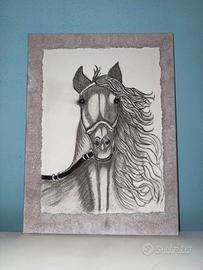 Ritratto equestre 30 × 40 dipinto carboncino