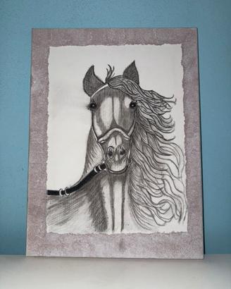 Ritratto equestre 30 × 40 dipinto carboncino