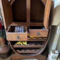 Mobile Bar Cantinetta a Botte in legno rustico con