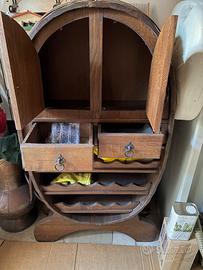 Mobile Bar Cantinetta a Botte in legno rustico con