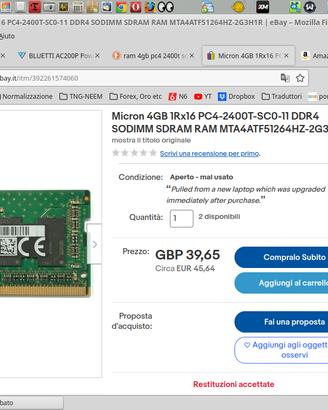Memoria Pc4 - 4GB per portatile