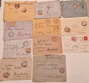 francobolli regno d'italia su buste tassate