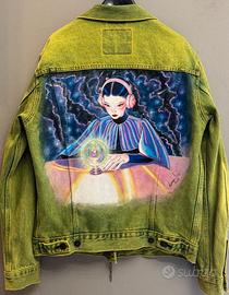 Giacca di jeans LEVI'S denim custom dipinta a mano