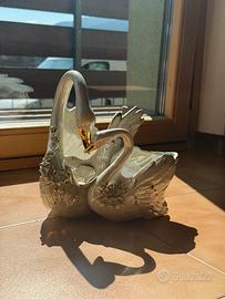 centrotavola/portaoggetti in porcellana cigni