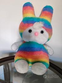 Peluche coniglietto arcobaleno vintage 