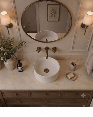 Lavabo tondo da appoggio in ceramica bianca 