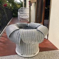 Portavaso in vimini bianco