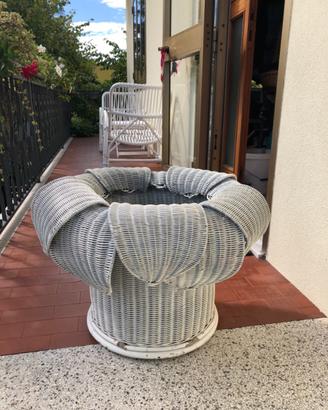 Portavaso in vimini bianco