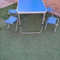 Tavolino da campeggio pieghevole con 4 sedie