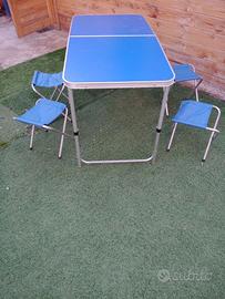 Tavolino da campeggio pieghevole con 4 sedie