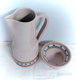 Set Vintage Brocca+Ciotola Ceramica Artigianale