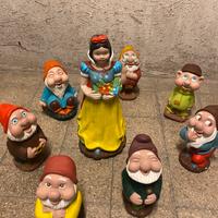 Biancaneve e i nani da giardino in marno e gesso