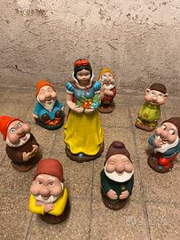 Biancaneve e i nani da giardino in marno e gesso